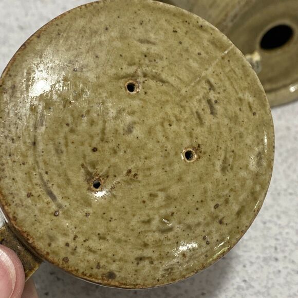 Otigiri 1970’s salt & pepper shakers set retro stoneware wheat pottery handles - Picture 7 of 9